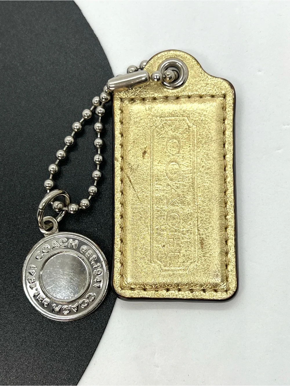 Coach Y2K Metallic Gold Leather Replacement Hang Tag Est 1941 Bag Charm